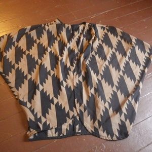 Ecote Tribal Print Sheer Shawl Sleeveless Cardigan